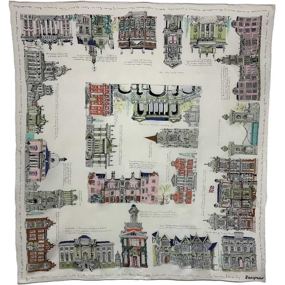 1950’s ‘Jacqmar’  Silk Scarf  ‘The Country House’… - image 1