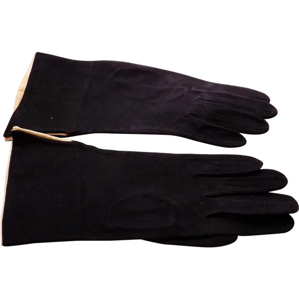 New Vintage 1950s Paris French Navy Blue SUEDE & … - image 1