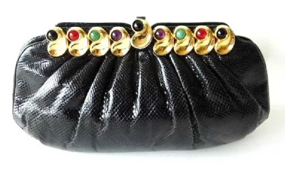 Vintage Estate Judith Leiber Jeweled Black Karung… - image 5