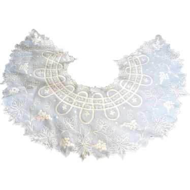 Antique Victorian Fine French White Lace Collar - image 1