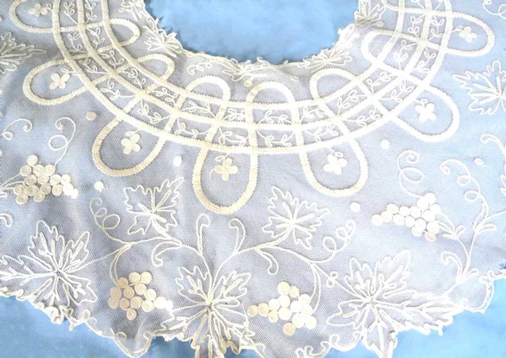 Antique Victorian Fine French White Lace Collar - image 2