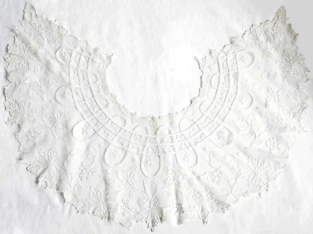 Antique Victorian Fine French White Lace Collar - image 6