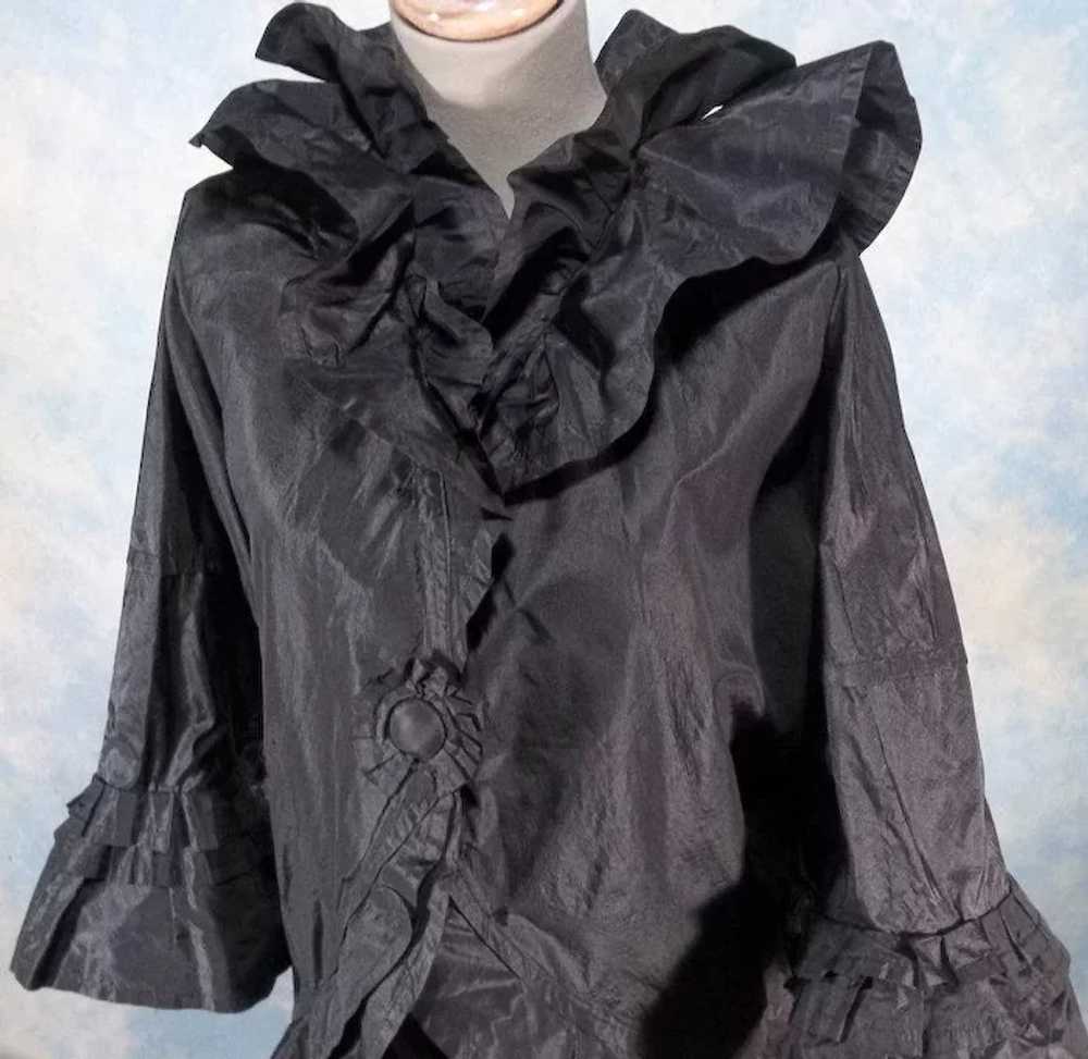 Exquisite Victorian Antique Black Silk Bed or Dre… - image 2
