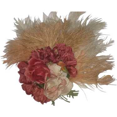 Vintage Feathers & Flowers Corsage Bouquet - image 1