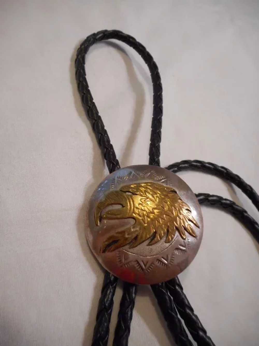 Sterling Silver Vintage Eagle Bolo Tie - image 2