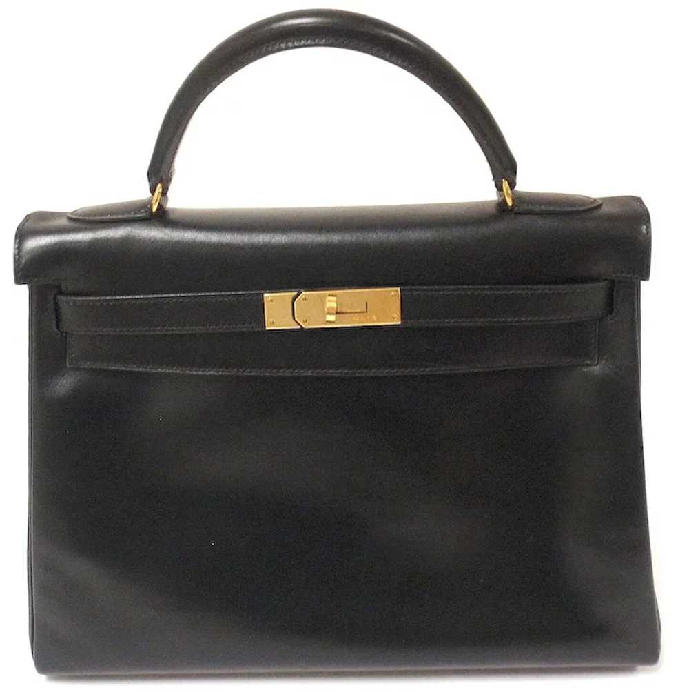 Great Condition Hermes 32cm Black Box Leather Sho… - image 3