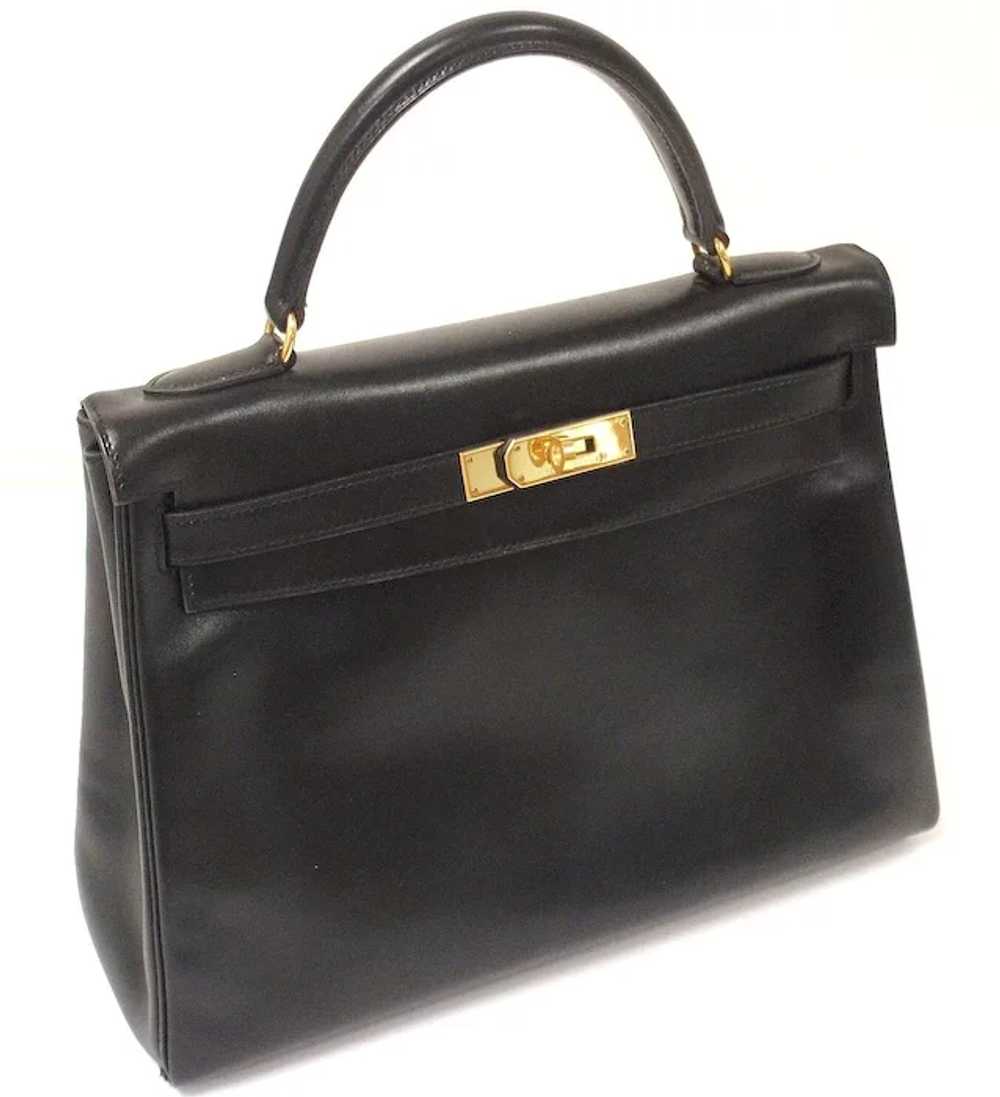 Great Condition Hermes 32cm Black Box Leather Sho… - image 4