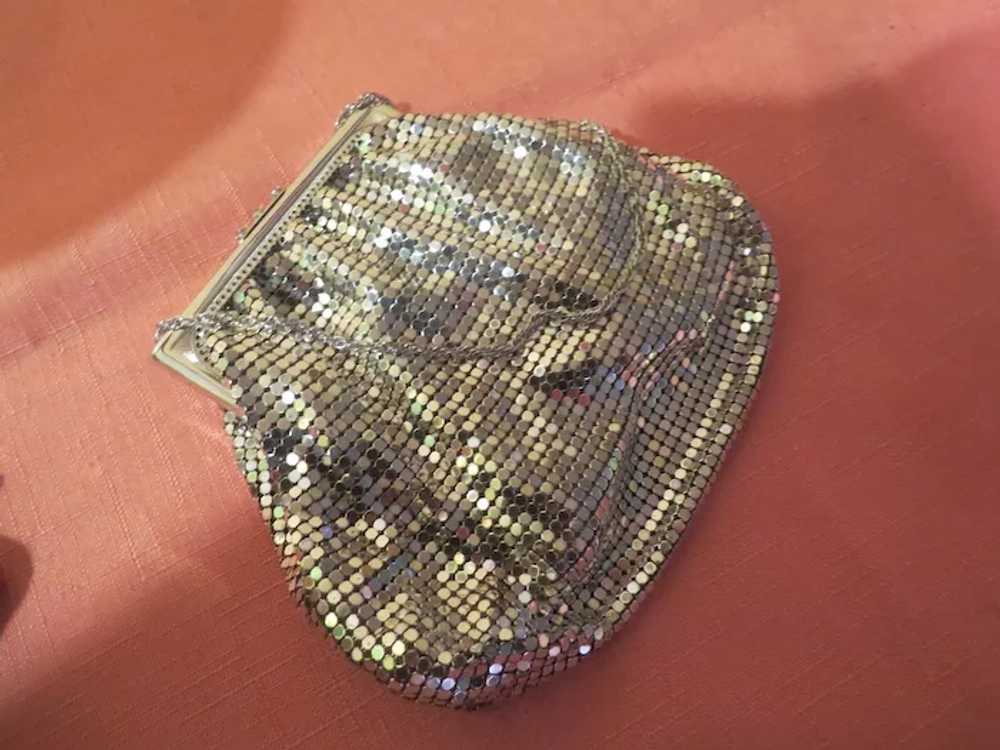 Rhinestone Clasp Silver Tone Mesh Handbag/purse -… - image 3