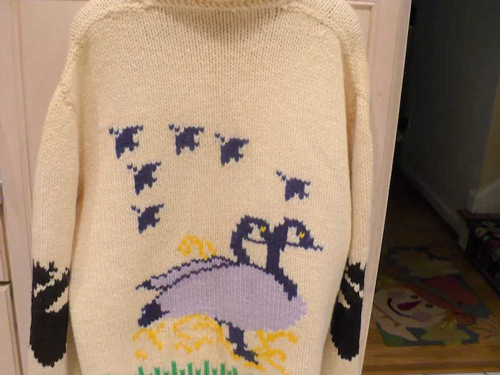 Cowichan Knit Zip Sweater Moose & Ducks - image 3