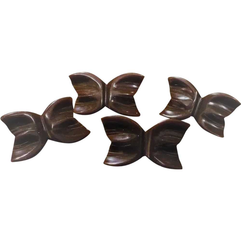 4 Bakelite Bow Butterfly Buttons - image 1