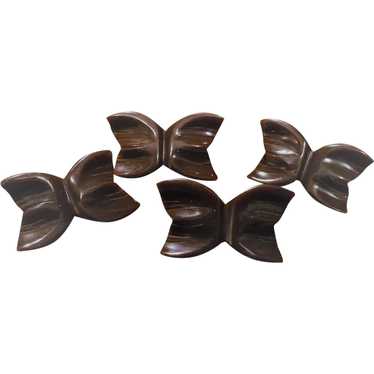 4 Bakelite Bow Butterfly Buttons - image 1