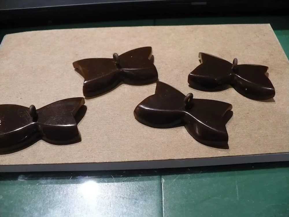 4 Bakelite Bow Butterfly Buttons - image 2