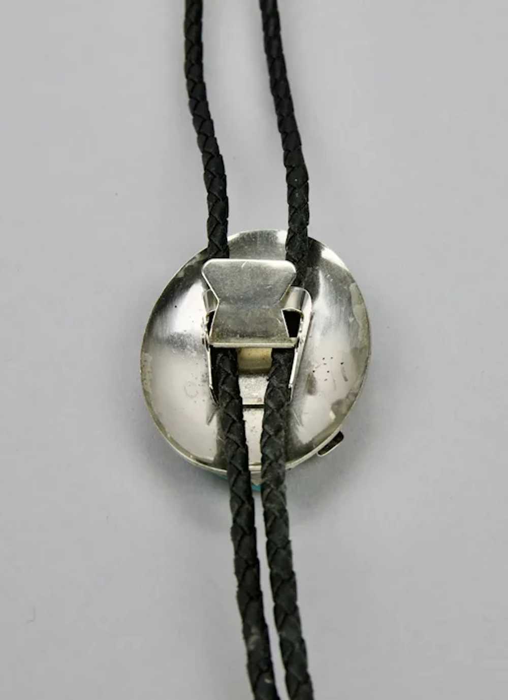 Native American Bolo Tie Turquoise Coral Sterling… - image 12
