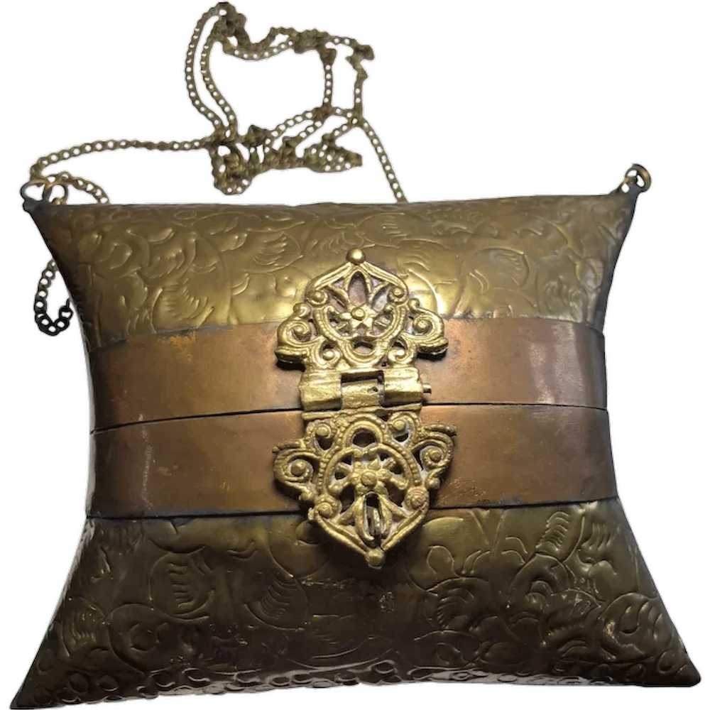 Brass and Velvet Pillow Purse - image 1