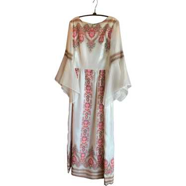 Vintage Alfred Shaheen Boho White Dress Dolman Sle