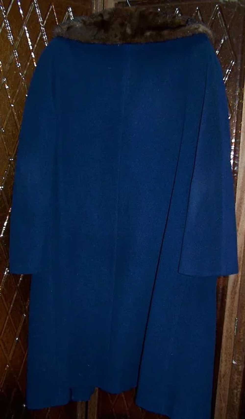 Vintage Royal Blue Cashmere Coat  w/Mink Collar - image 4