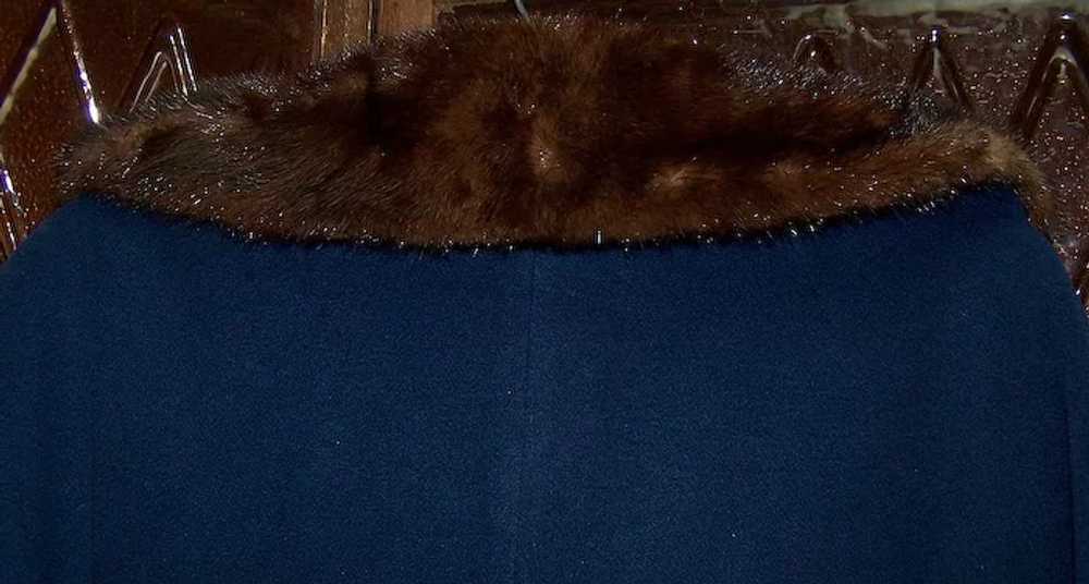 Vintage Royal Blue Cashmere Coat  w/Mink Collar - image 5