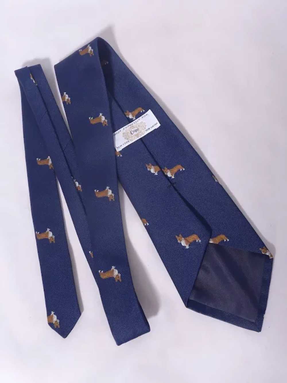 Pembroke Welsh Corgi Dog Navy Blue Silk Necktie M… - image 2