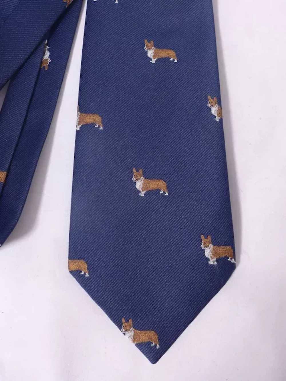 Pembroke Welsh Corgi Dog Navy Blue Silk Necktie M… - image 3