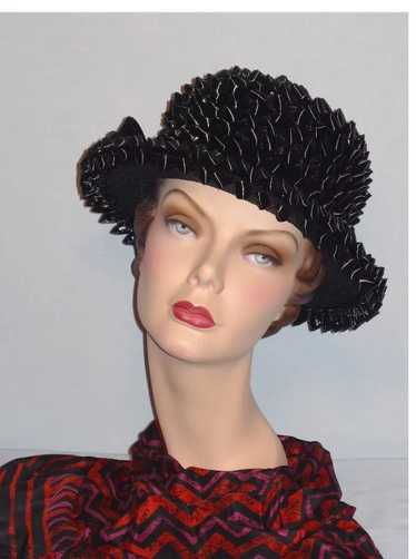 Vintage 1960s Black Straw Hat Originally Sold at M