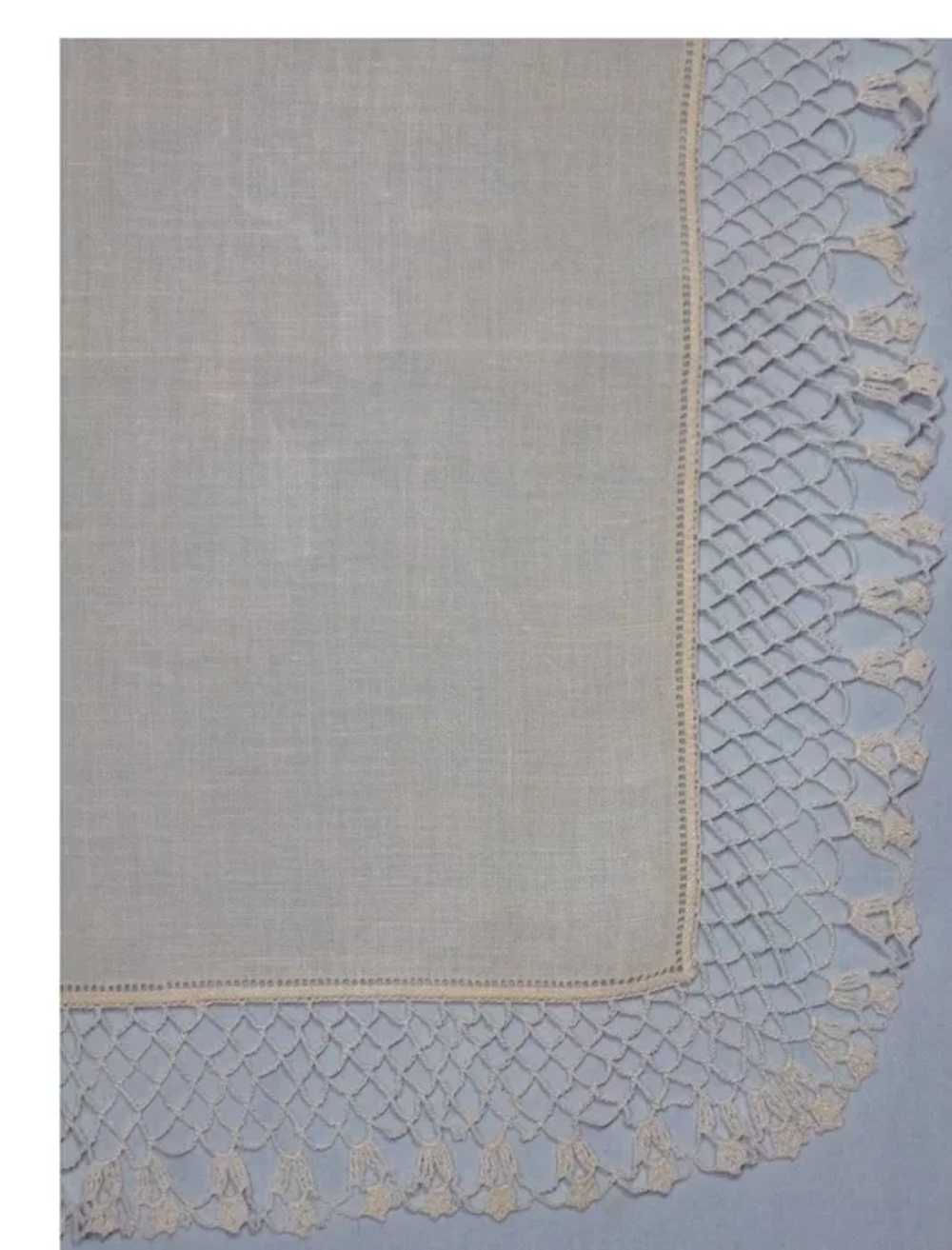 Vintage White Linen Wedding Hanky With Handmade L… - image 2