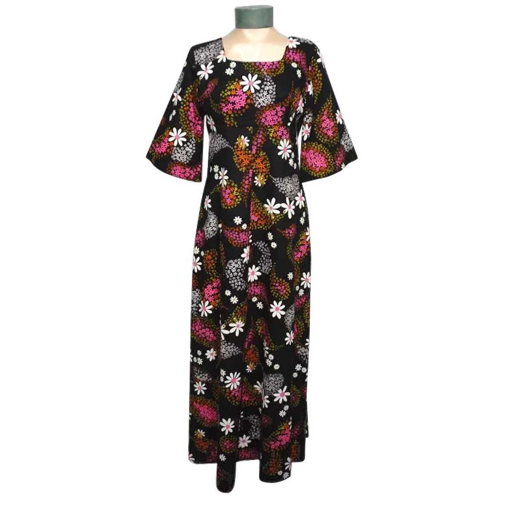 Vintage 1970s Floral Maxi Dress Ui Maikai Made in… - image 1