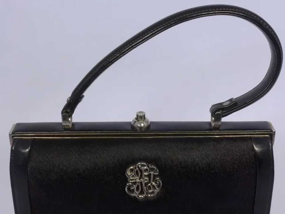 Vintage 1960s Pony Hair Handbag Brown and Black - image 5
