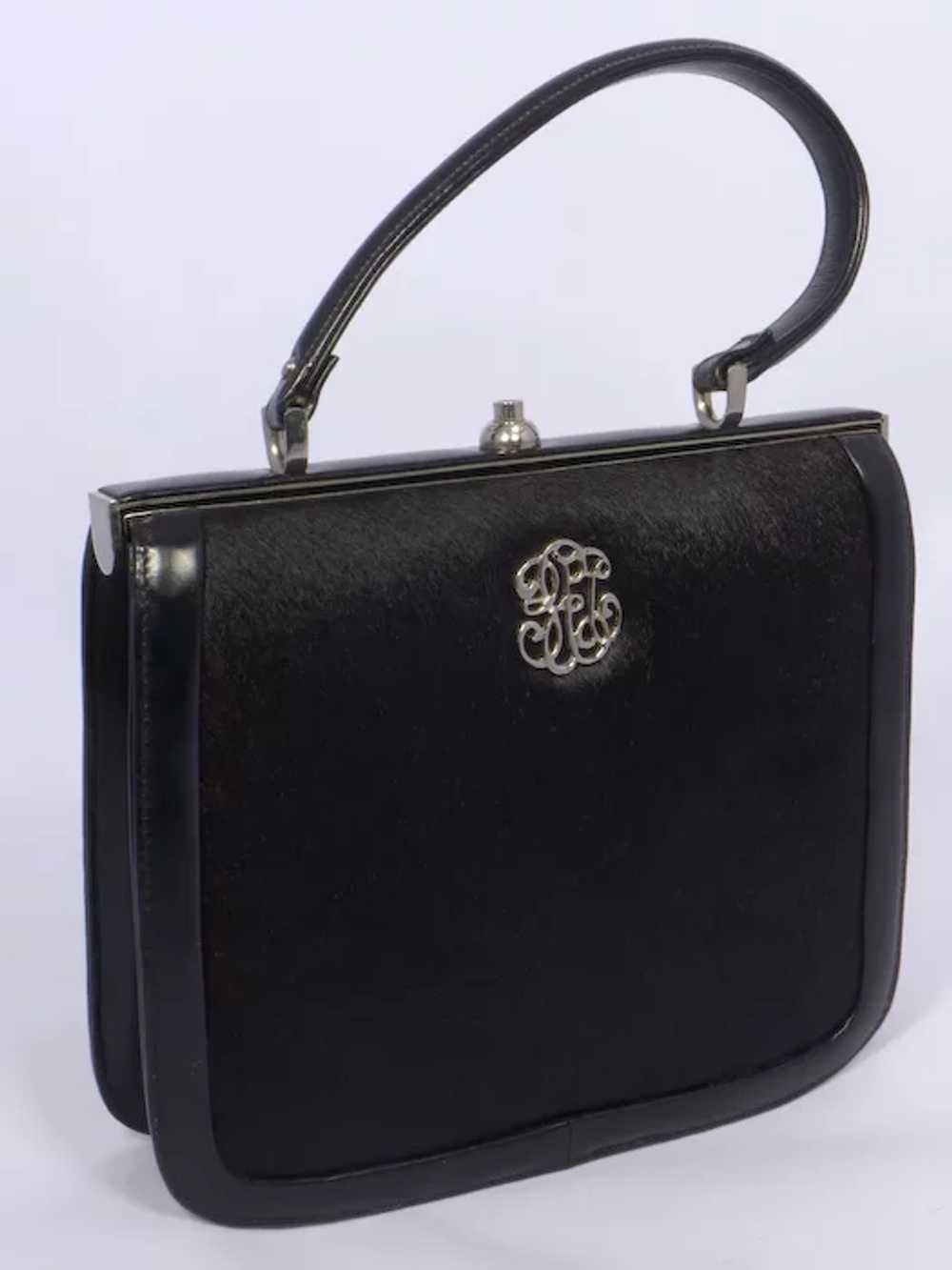 Vintage 1960s Pony Hair Handbag Brown and Black - image 9