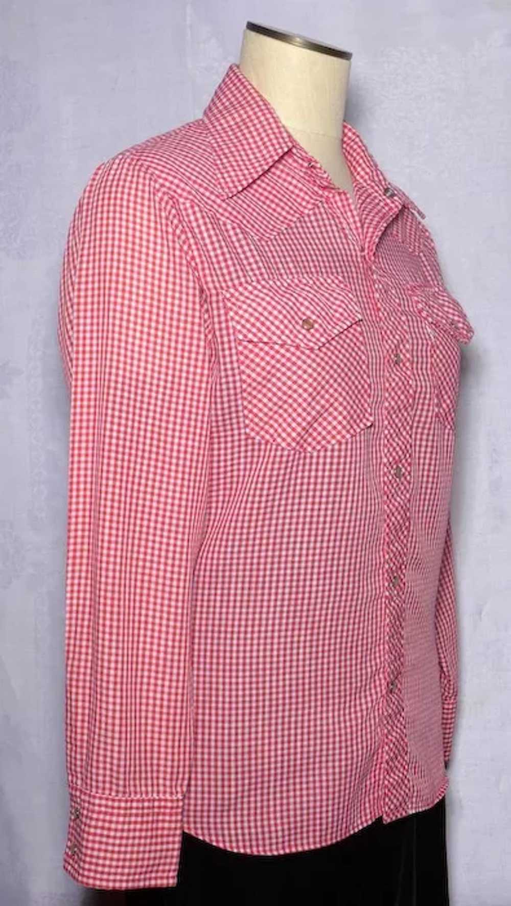 Vintage 1970s Levis Panatela Tops Shirt Red and W… - image 7