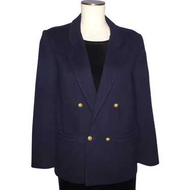 Vintage 1980s Cashmere Navy Blue Blazer/Jacket/Co… - image 1