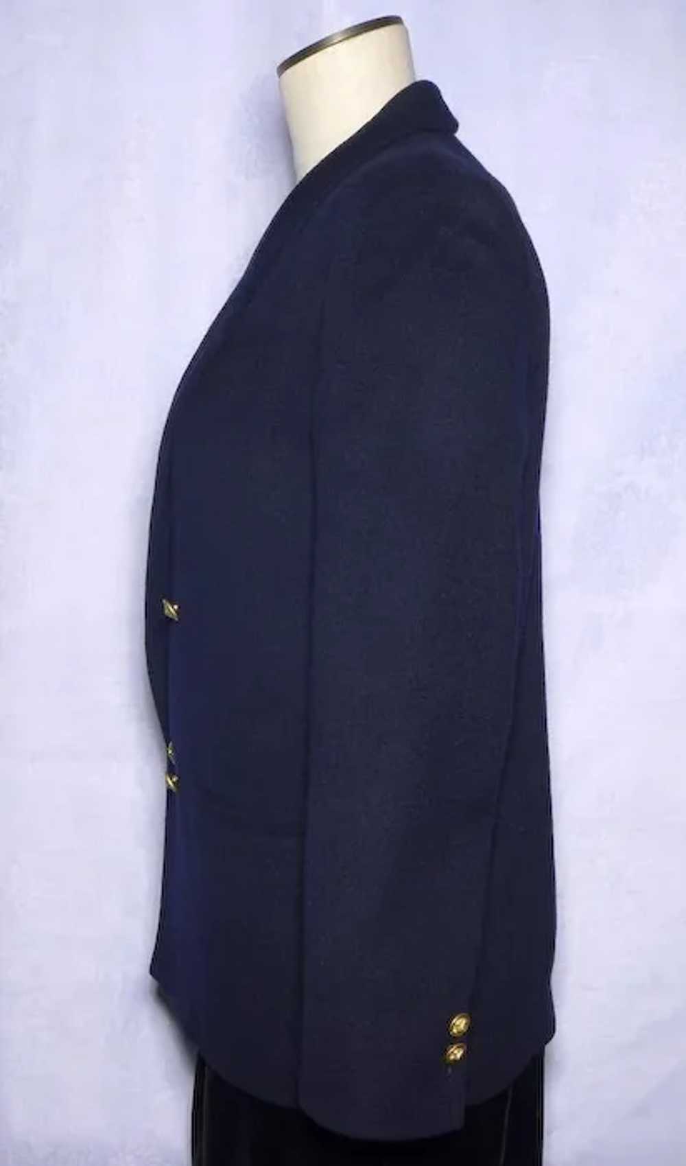 Vintage 1980s Cashmere Navy Blue Blazer/Jacket/Co… - image 4