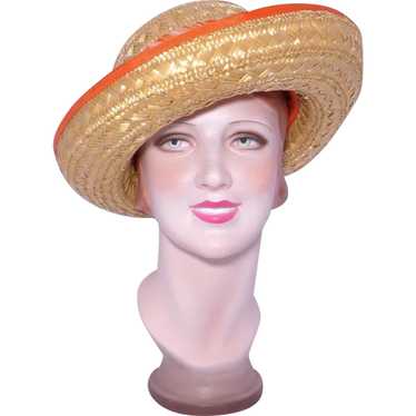 Vintage 1980s Eric Javits Hat Natural Woven Straw… - image 1