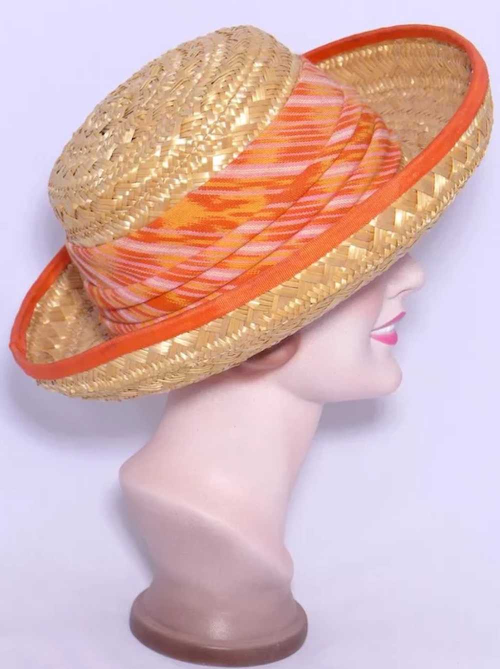 Vintage 1980s Eric Javits Hat Natural Woven Straw… - image 2