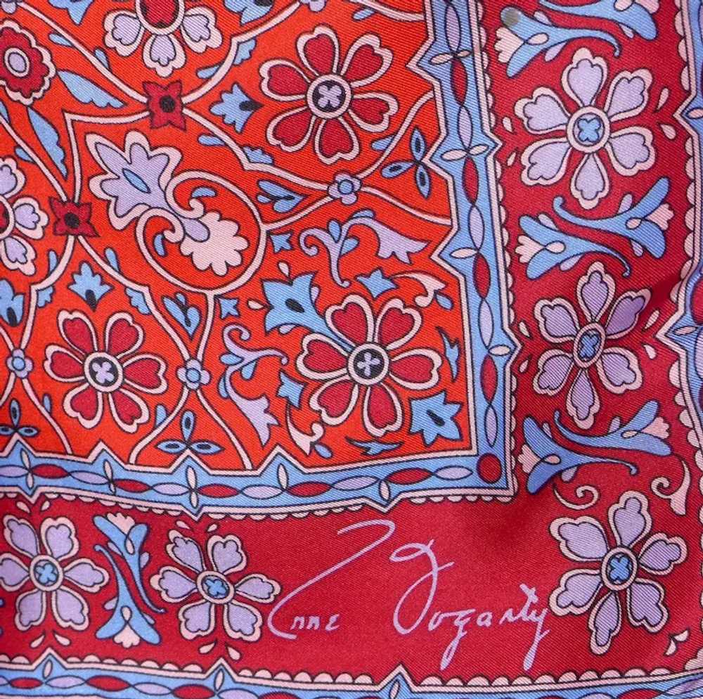 Vintage 1980s Anne Fogarty Silk Scarf Floral Print - image 3