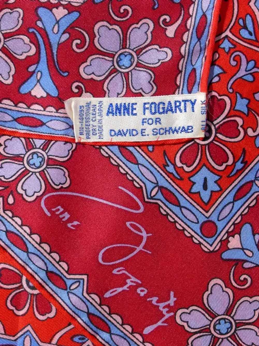 Vintage 1980s Anne Fogarty Silk Scarf Floral Print - image 4