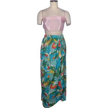 Vintage 1980s Mario Forte Silk Long Skirt Tropical