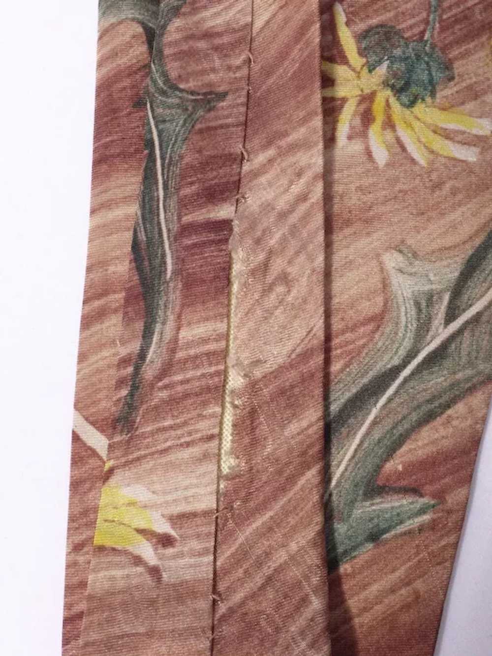Vintage 1940s Hand Painted Silk Necktie Tie Signe… - image 4