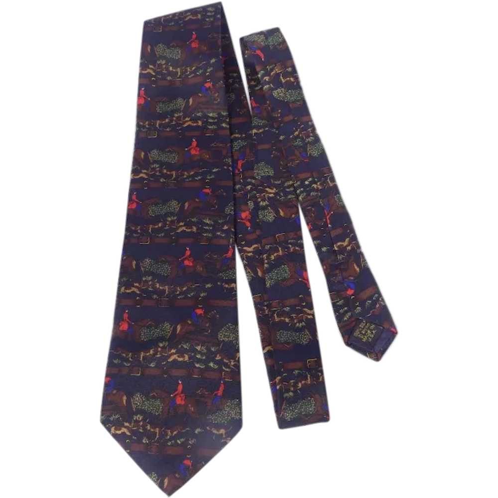 Tally Ho Silk Necktie Horse and Rider Hunt Print … - image 1
