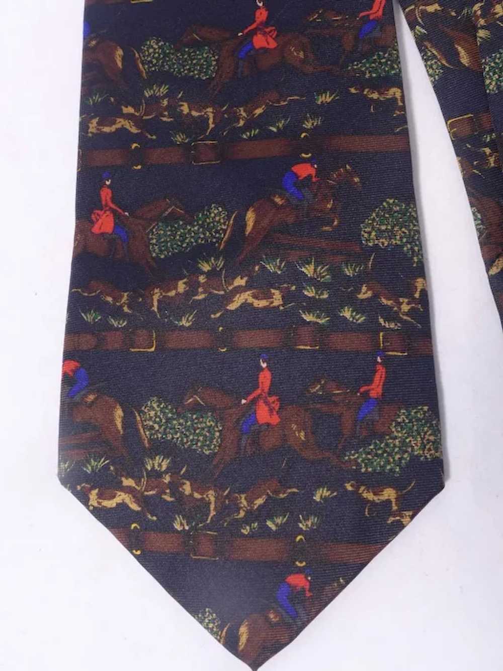 Tally Ho Silk Necktie Horse and Rider Hunt Print … - image 3
