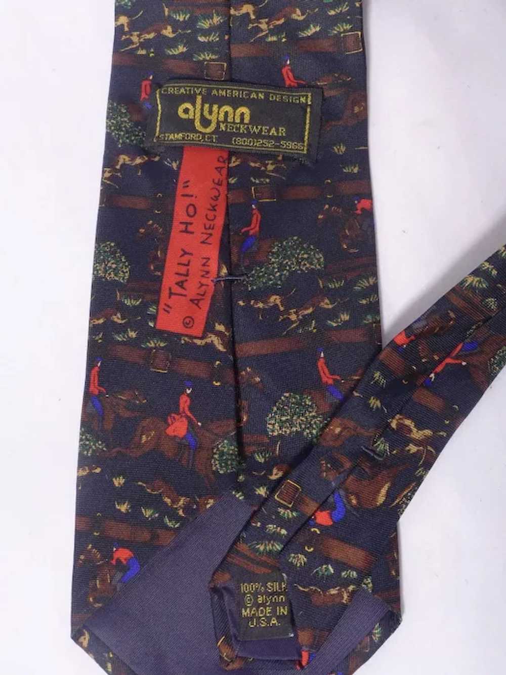 Tally Ho Silk Necktie Horse and Rider Hunt Print … - image 4