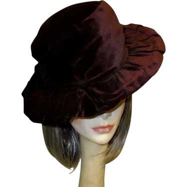 Antique Velvet Hat, Belle Époque, Edwardian Wide B