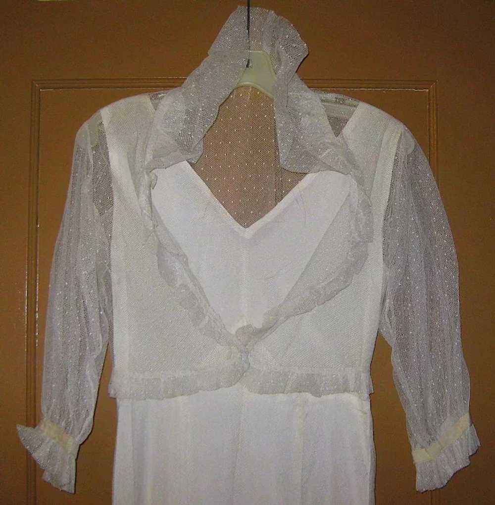 Deco 1930's Silk  Nightgown &amp; Bed Jacket, Pei… - image 3