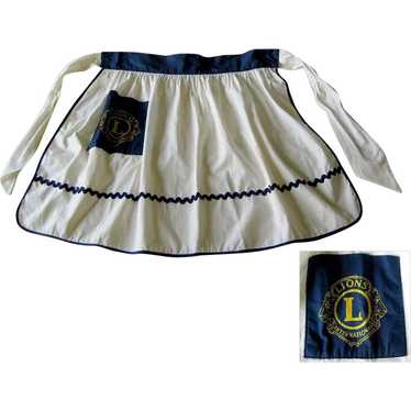 Vintage Lyons Club Apron, 1950's Half Apron, RicRa