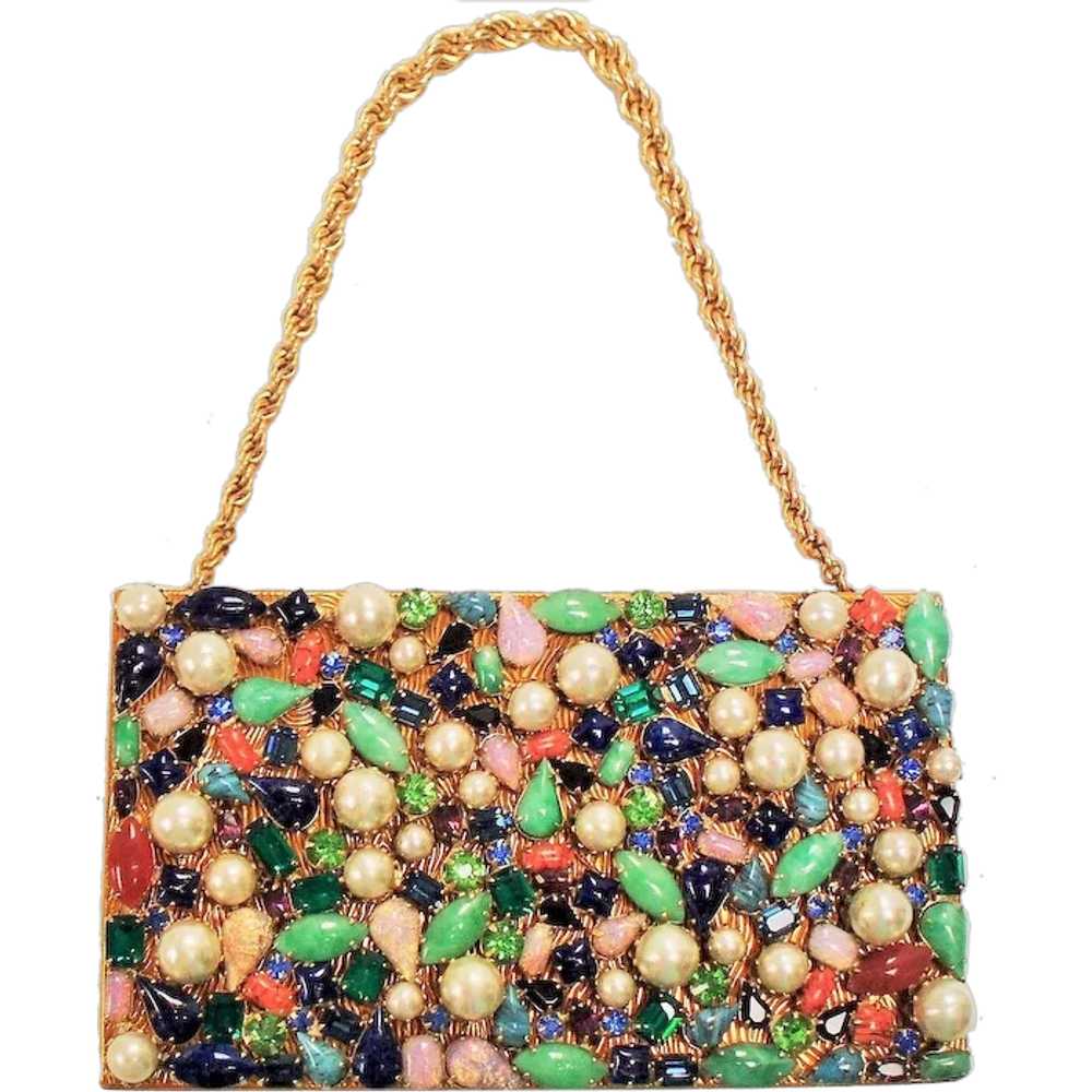 Vintage Evans Jeweled Carryall Compact Purse - image 1