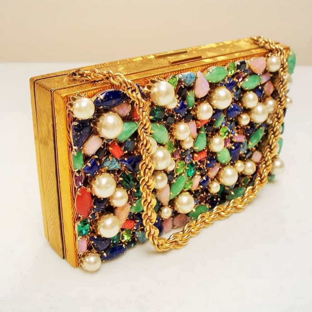 Vintage Evans Jeweled Carryall Compact Purse - image 2