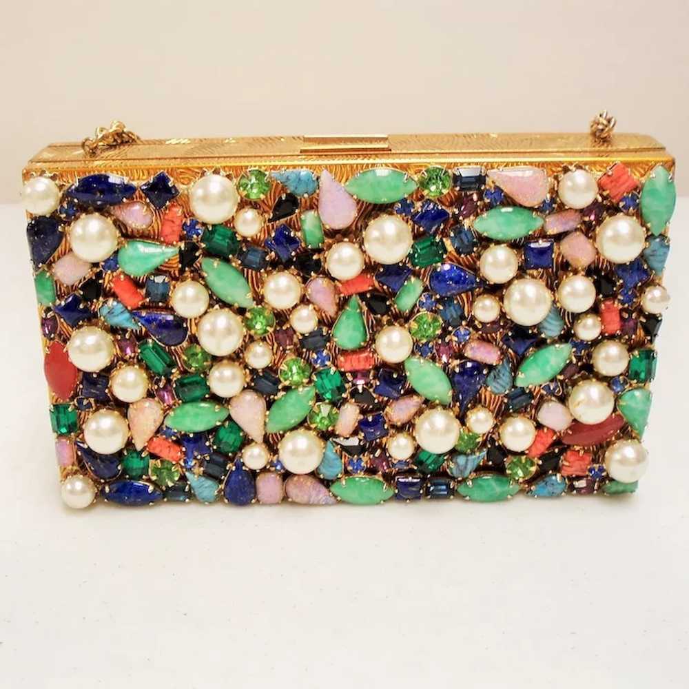 Vintage Evans Jeweled Carryall Compact Purse - image 3