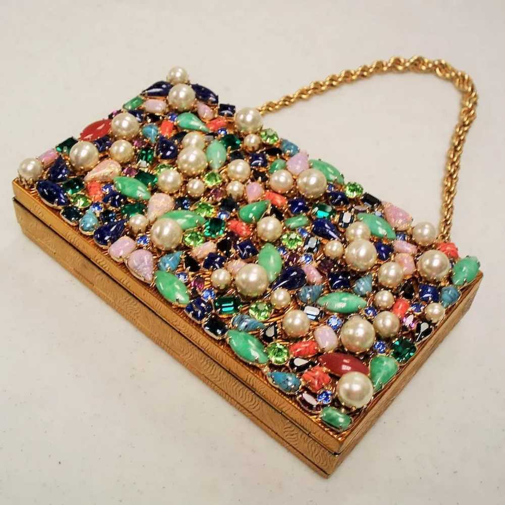 Vintage Evans Jeweled Carryall Compact Purse - image 4