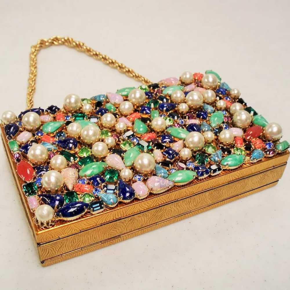 Vintage Evans Jeweled Carryall Compact Purse - image 5