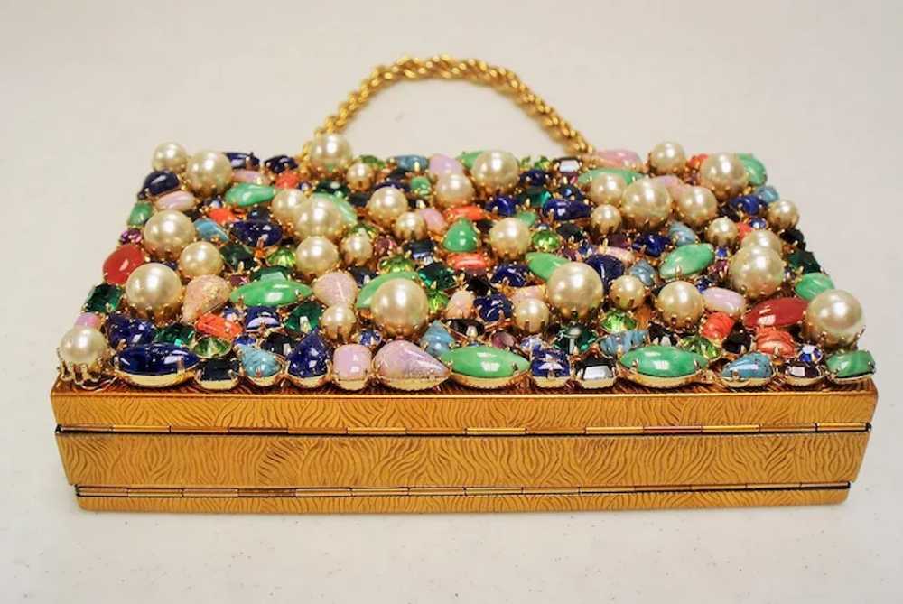 Vintage Evans Jeweled Carryall Compact Purse - image 8