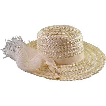Vintage Fun and Flirty White Straw Hat